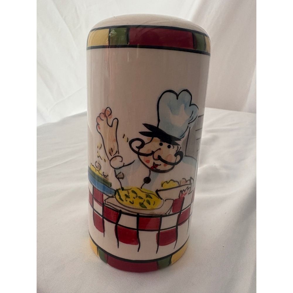 Vintage Ceramic Chef Salt or Pepper Shaker Italian Bistro Kitchen Decor 6 Inch